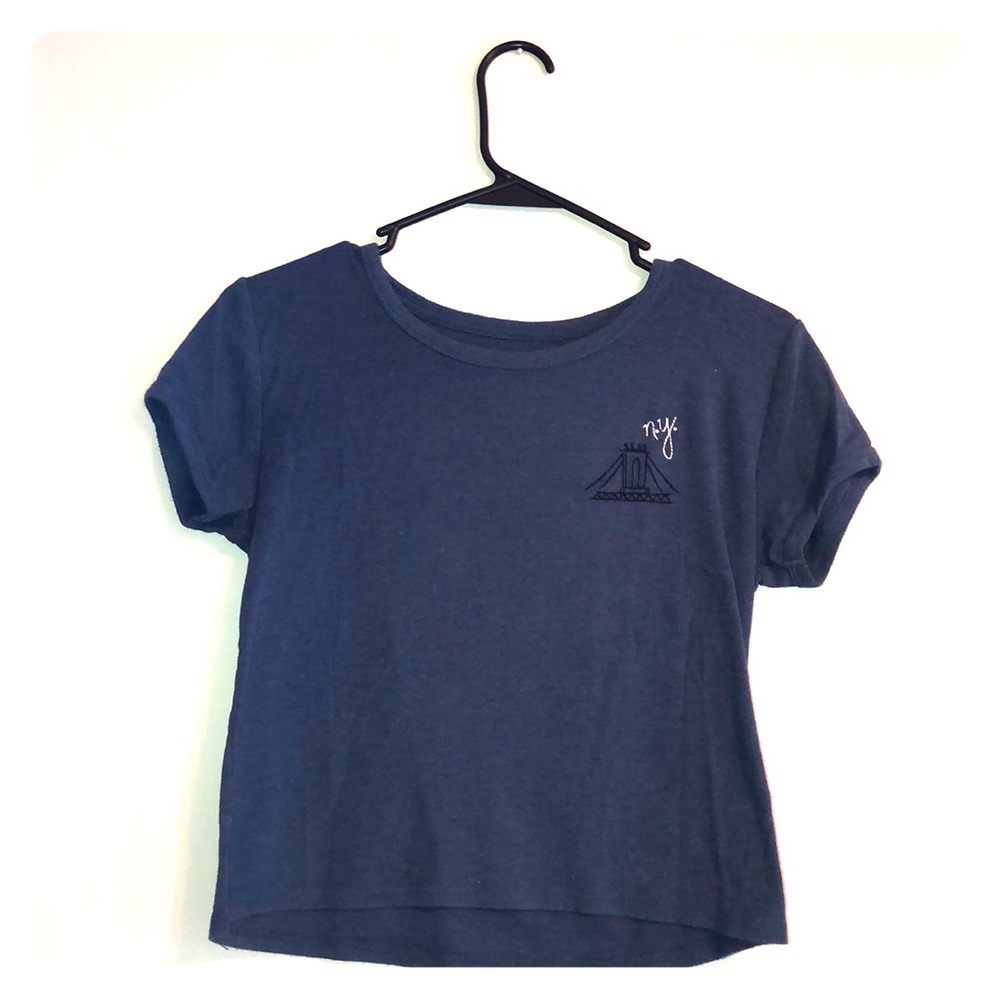 Blue Brooklyn NY Aeropostale crop top.